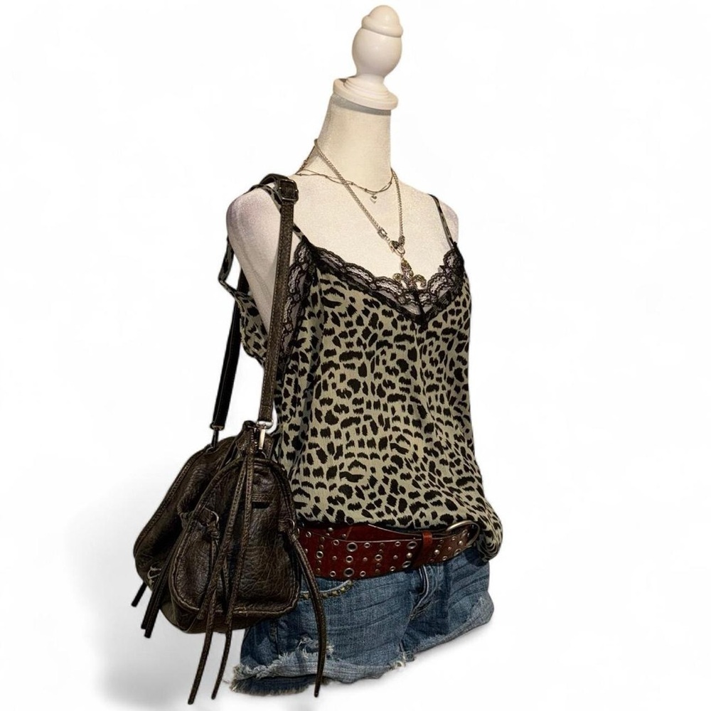 Leopard Print Lace Trim Cami Top